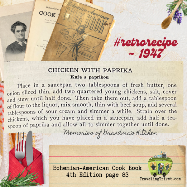 Bohemian-American Cook Book 1947 - Chicken with Paprika