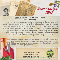 Bohemian-American Cook Book 1947 - Chicken With Dumplings